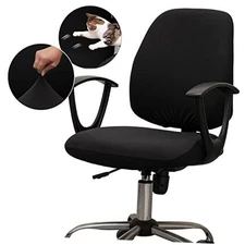 Computer Office Chair Covers, Chair Seat Cover + Backrest Cover Black