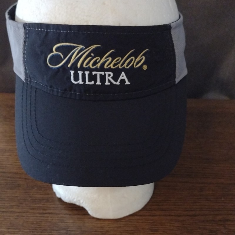 Michelob Ultra Black/Gray Adjustable Cotton Embroidered Golf Visor