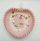 Fenton Pink Rosalene Pink Milky Glass Heart Shaped Dish *Signed* 7.5”x6.5”