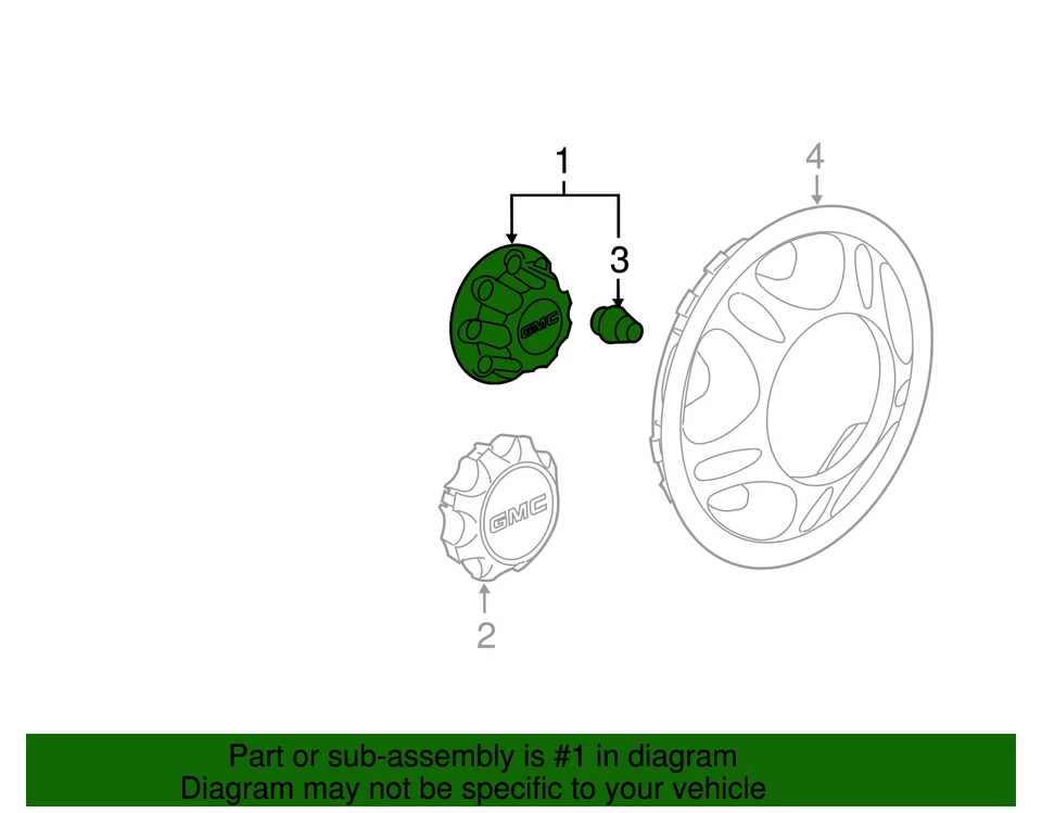 2011-2025 GMC Sierra 2500 3500 17" 8-lug Aluminum Wheel Silver Hub Cap 22781440 - Image 3 of 3