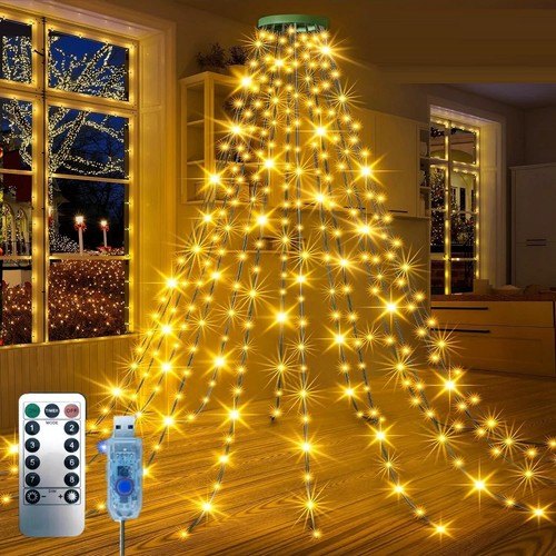 Christmas Tree String Lights 200 LED Waterfall Xmas Tree Lights Indoor/Oudoor - Picture 11 of 13