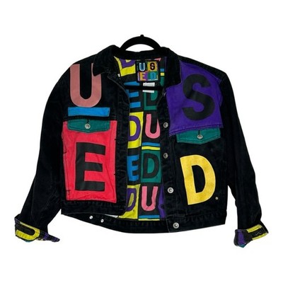 Get Used Colorblock 90S Brushed Twill Denim Jacket Printed Interior Small