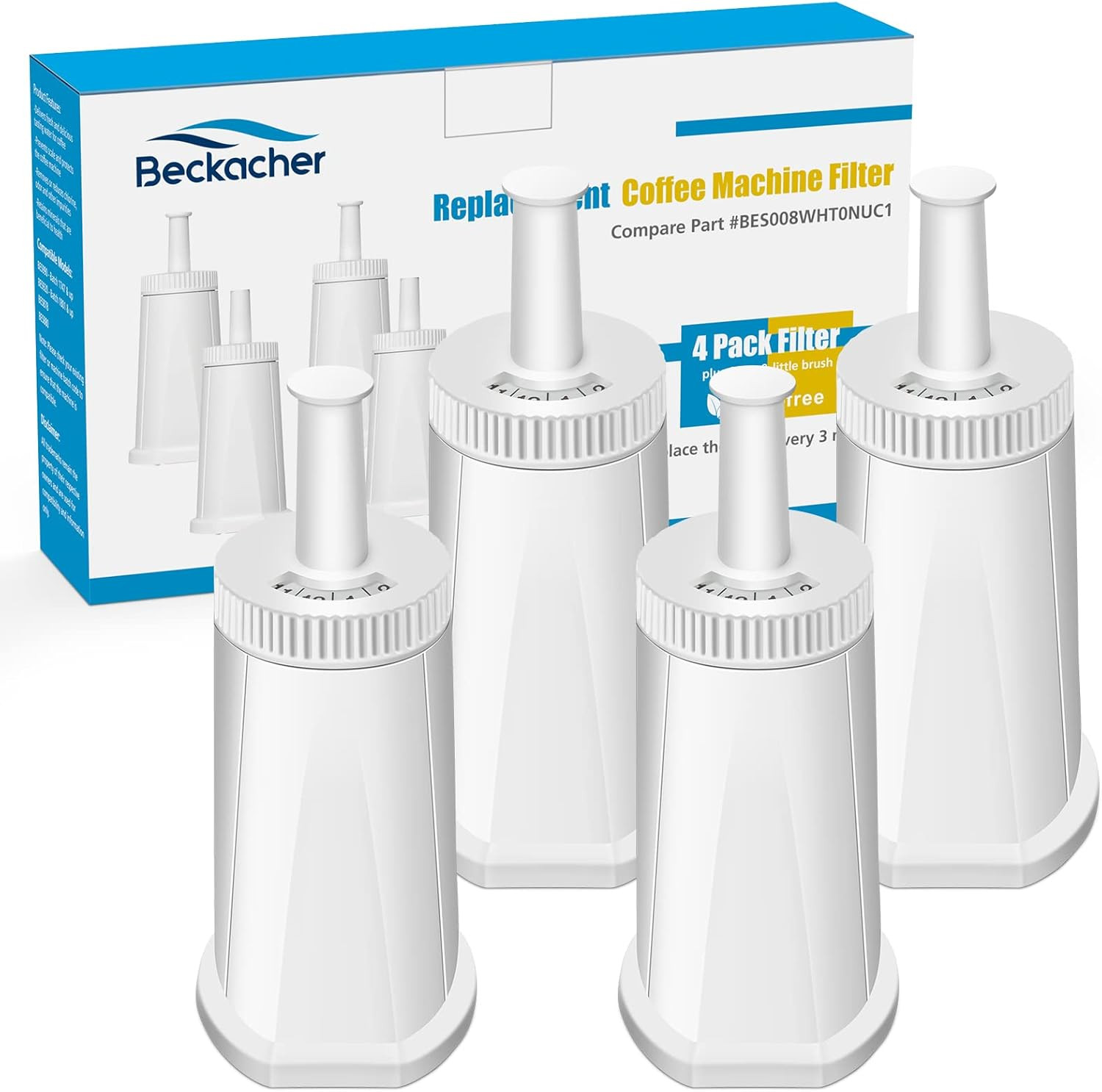 4 Pack Breville Water Filters, Compatible with Breville BES880 Barista Touch, BE