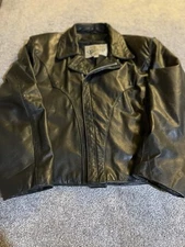 Vintage Open Road Wilsons Leather Jacket Men’s XL Black Moto Biker Zip Up