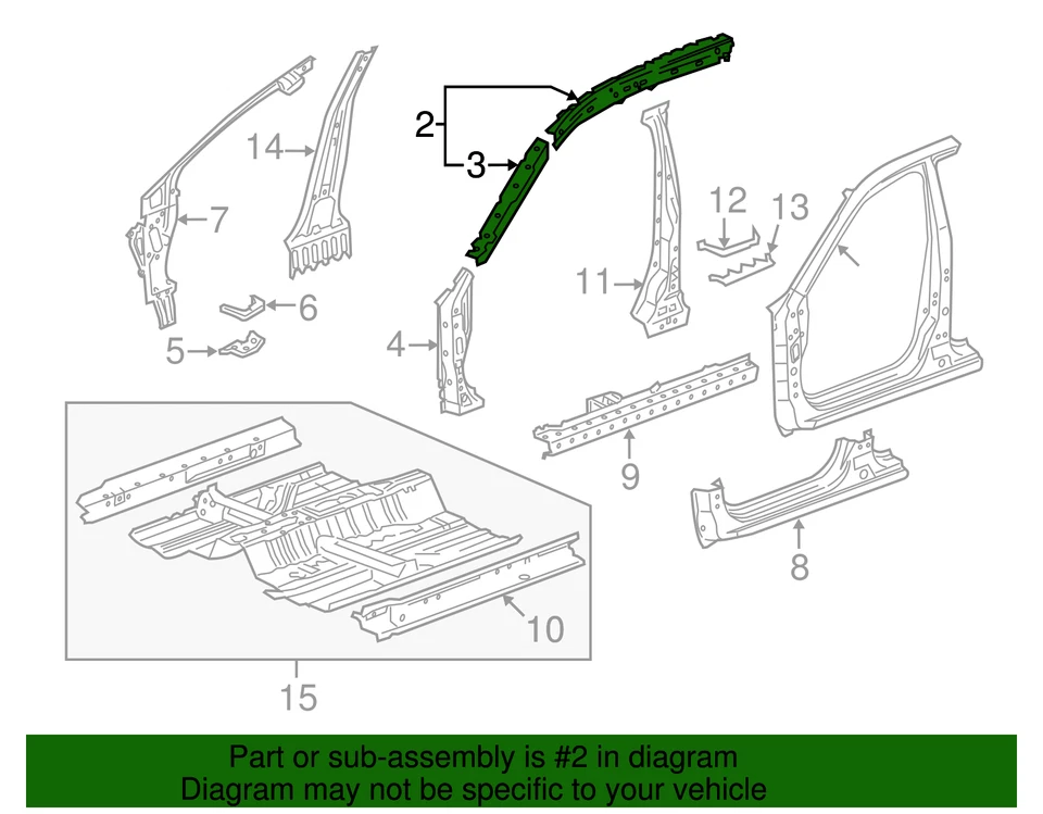 Genuine  2013-2015 Honda Crosstour - Stiffener L Front Pillar 63520-TP6-A50ZZ - Image 2 of 2