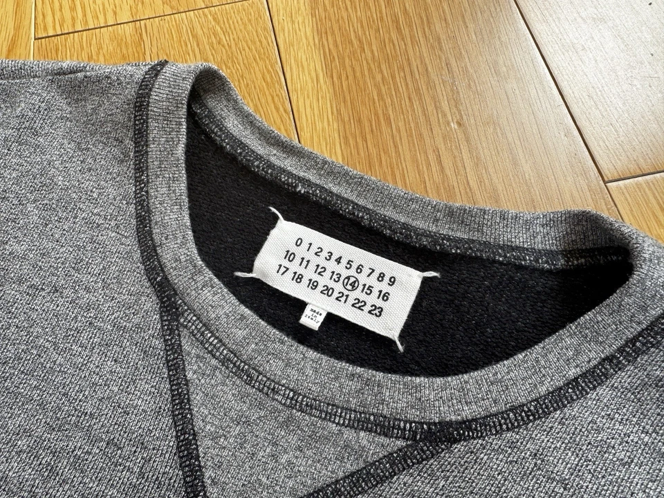 Maison Margiela линия 14 локоть кожаный нашивка свитер серый Sz L 52 - $800 Lemaire - Изображение 4 из 4