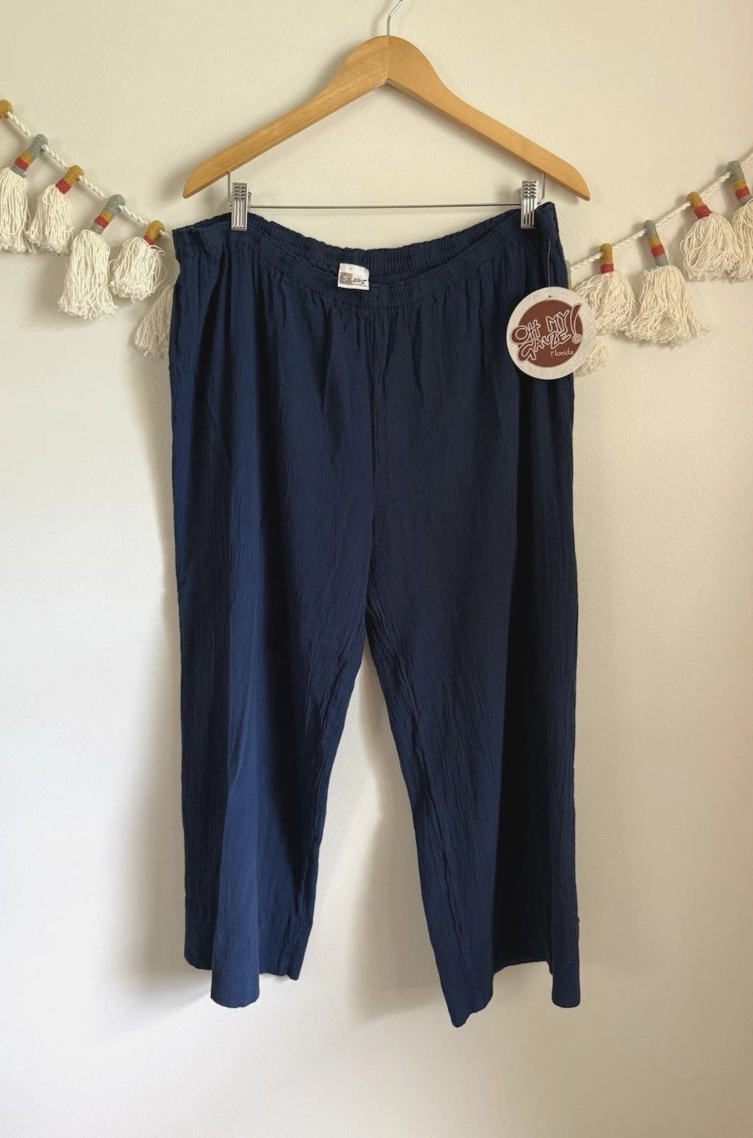 Oh My Gauze Basic 100% Cotton Gauze Wide Leg Pants Sapphire Beach Coastal NWT XL