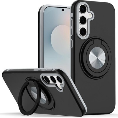 For Samsung S25 FE Case Solid Rugged Shockproof with 360 Stand + Tempered Glass