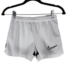Nike Kids Dri FIT Soccer Shorts White Black Logo Athletic Performance Size S NEW