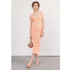 Anthropologie Knit Midi Dress with Back Cutout in Orange by Amadi, Size XL, NWT