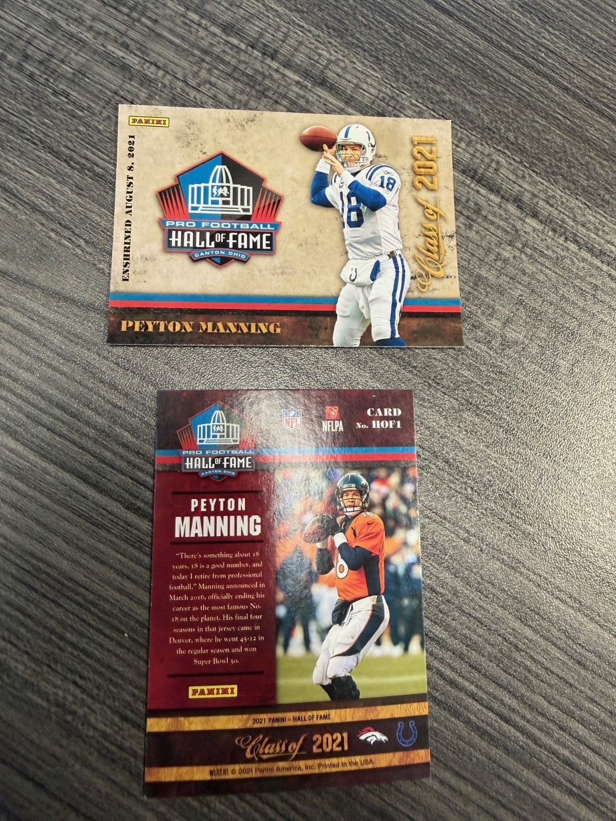 PEYTON MANNING - Panini NFL Hall of Fame Class of 2021 Card HOF BRONCOS COLTS