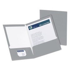 Oxford Laminated Twin-Pocket Folders, Letter Size, Gray, Holds 100 Sheets, Box