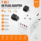 7 In 1 UK Plug Adapter Multi 3 Socket USB C PD20W QC3.0 Travel Extension Hub