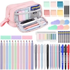 54 PCS Aesthetic School Supplies, Stationery Essentials Set with Large Pen Ca...