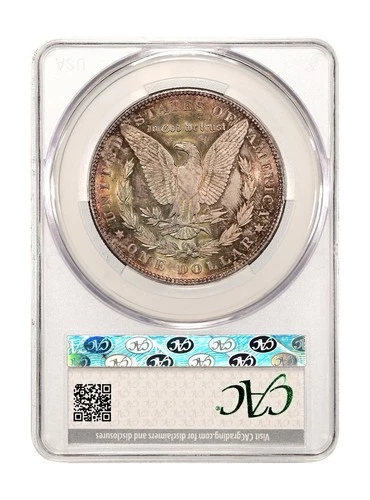 CACG MS63 1889 Morgan Dollar Green Blue Rainbow Toned Toning Philadelphia