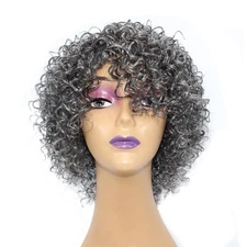 Grey Short Curly Wig Pixie Cut Human Hair Wigs for Women Wear and Go Non Lace...