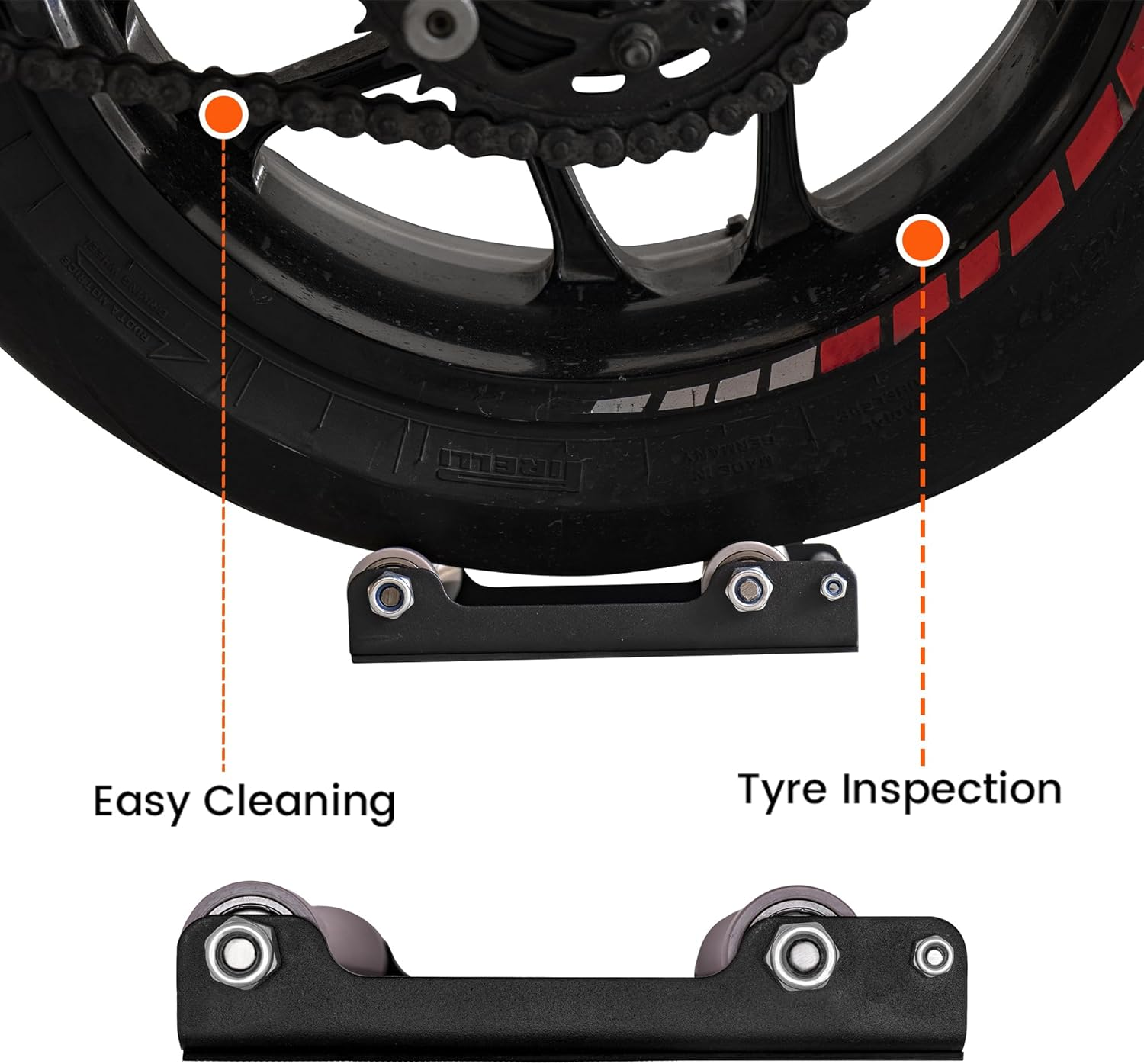 GRAND PITSTOP Motorcycle Wheel Cleaning Stand Paddock Stand Wheel