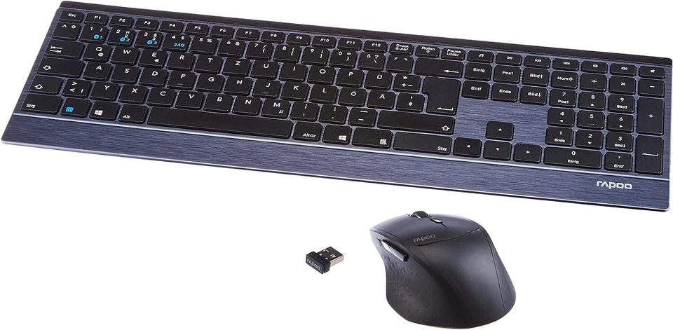 Rapoo 9500M kabelloses Multi-Mode Deskset Tastatur & Maus schwarz QWERTZ (DE)