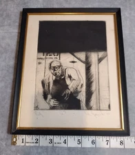 Vintage, Original Etching, "Billy" Artist Proof, Signed, Dated, 1977, Old Man