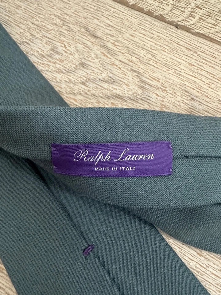 Corbata Ralph Lauren Etiqueta Púrpura 100% Lana Tejida Pizarra Azul Hecha a Mano Italia $235 Foto 4 de 4