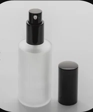 1 Refillable Perfume Metal Spray Top , Round Frosted Glass Bottle , Atomizer 1oz