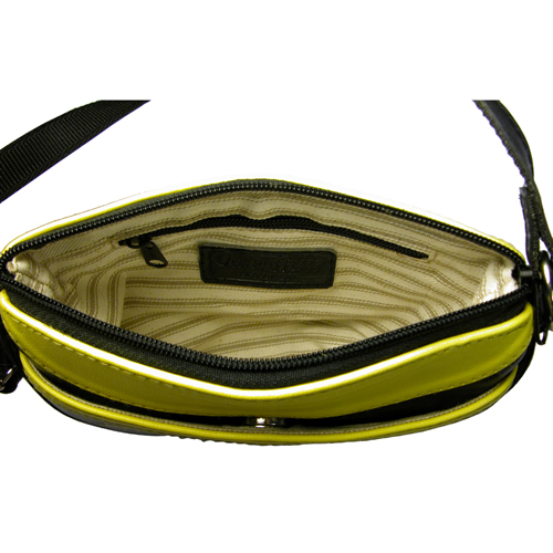 Upcycled Tire Tube Shoulder Bag Black & Yellow from El Salvador - Picture 3 of 5