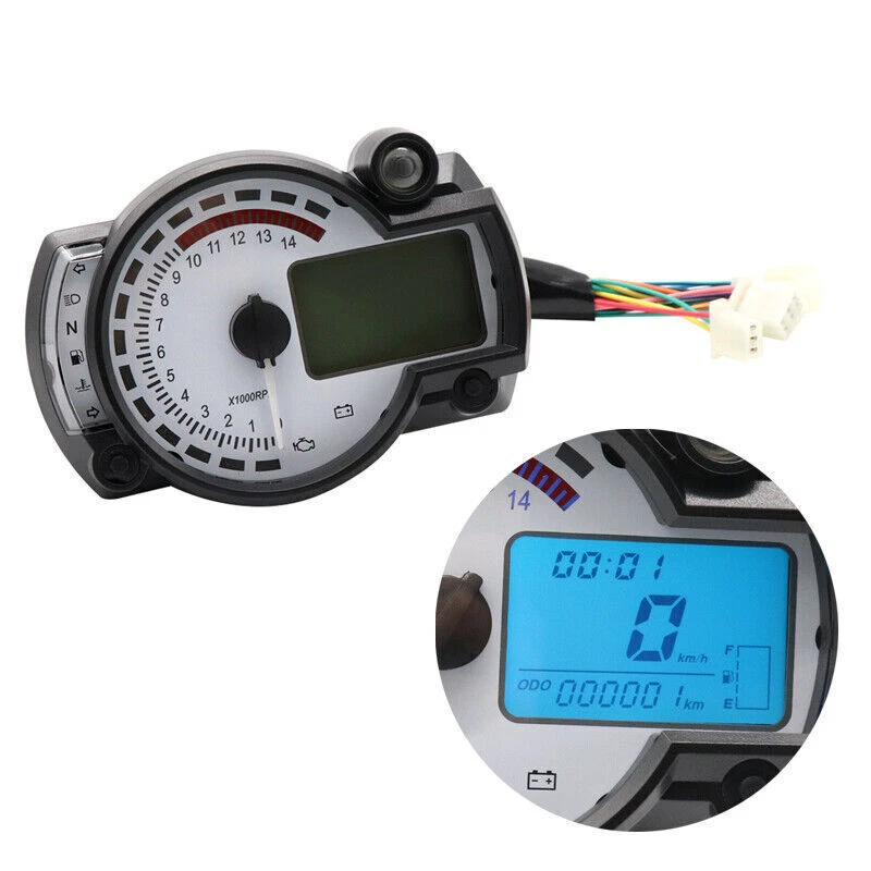 7 LED 12V Motocicleta Odómetro/Velocímetro Medidor Calibre Digital Tacómetro Motor Foto 2 de 4