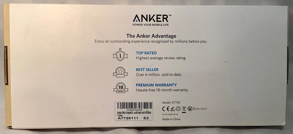 Teclado Bluetooth Ultra Compacto Anchor Modelo A7726 Negro Nuevo en Caja Foto 2 de 4