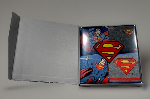 Crew Socks -(x4 pair) DC Comics Superman Gift Box, Fits Adult Sz. 6-12 - Picture 7 of 8