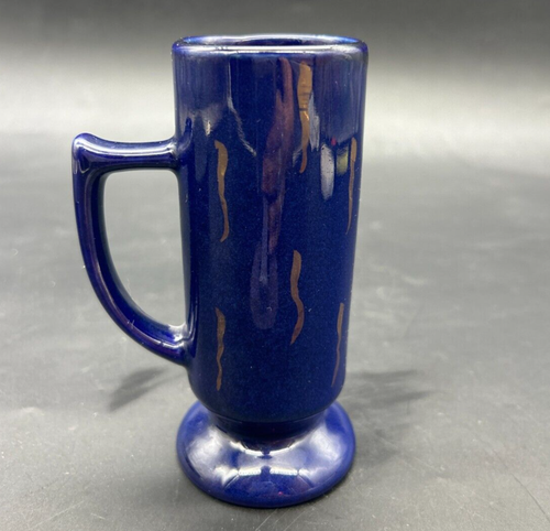 Vintage Cafe D’Oro Cobalt Blue/Gold Espresso Mug 5 1/2” H