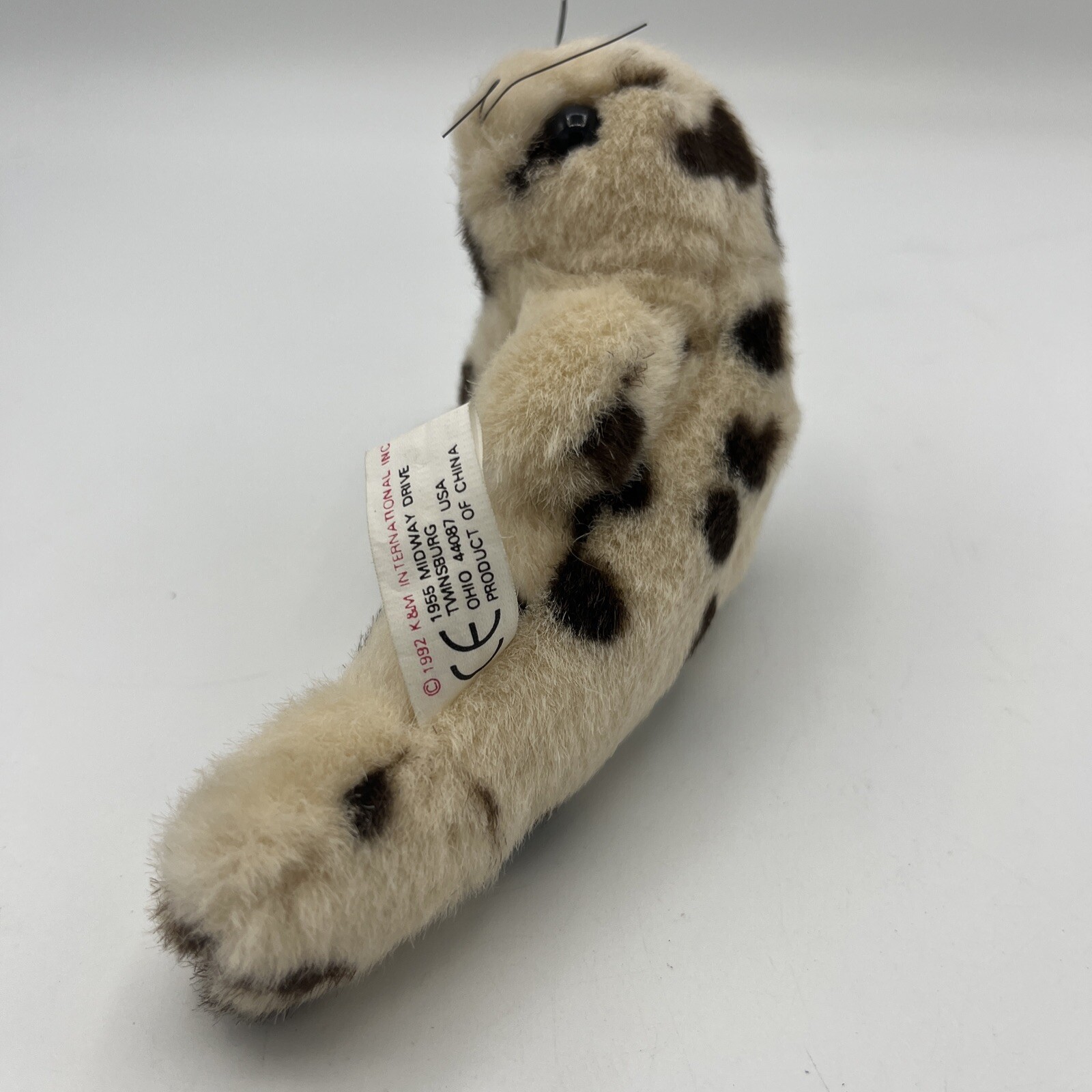 Vintage K&M Wild Republic Harbor Seal Pup Small Plush Tan Spotted Toy
