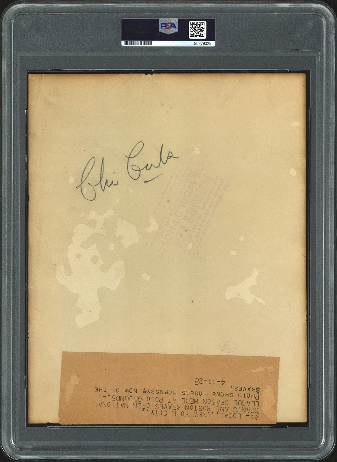 1928 Rogers Hornsby type I photo PSA – Braves Dugout-wide world-hall of fame - 画像2/3