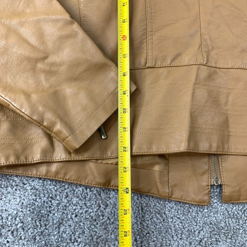 Baccini Vegan Leather Jacket Women's Plus Size 2 Caramel Tan Full Zip Polyester - Picture 8 of 10
