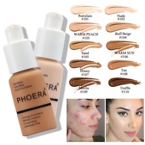 Phoera Foundation Full Coverage Concealer Matte Skin Long Lasting Face Makeup Uk Ebay