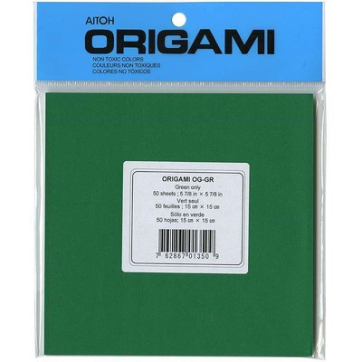 Aitoh Og-Gr Origami Paper, 5.875-Inch By 5.875-Inch, Green, 50-Pack (762867013509)