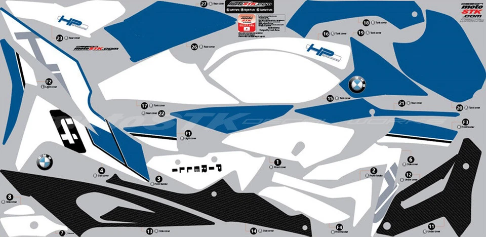 BMW S1000R Moto Pegatinas Calcomanías HP4 Gráficos Set (2014-2020) Foto 2 de 4