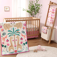 Boho Bright Safari Animals 5 Piece Girl Baby CRIB BEDDING SET by The Peanutshell