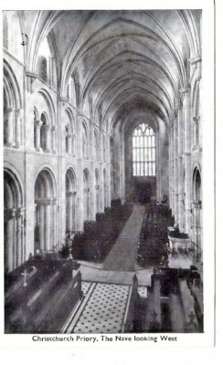 CHRISTCHURCH PRIORY - DAS SCHIFF S/W POSTKARTE