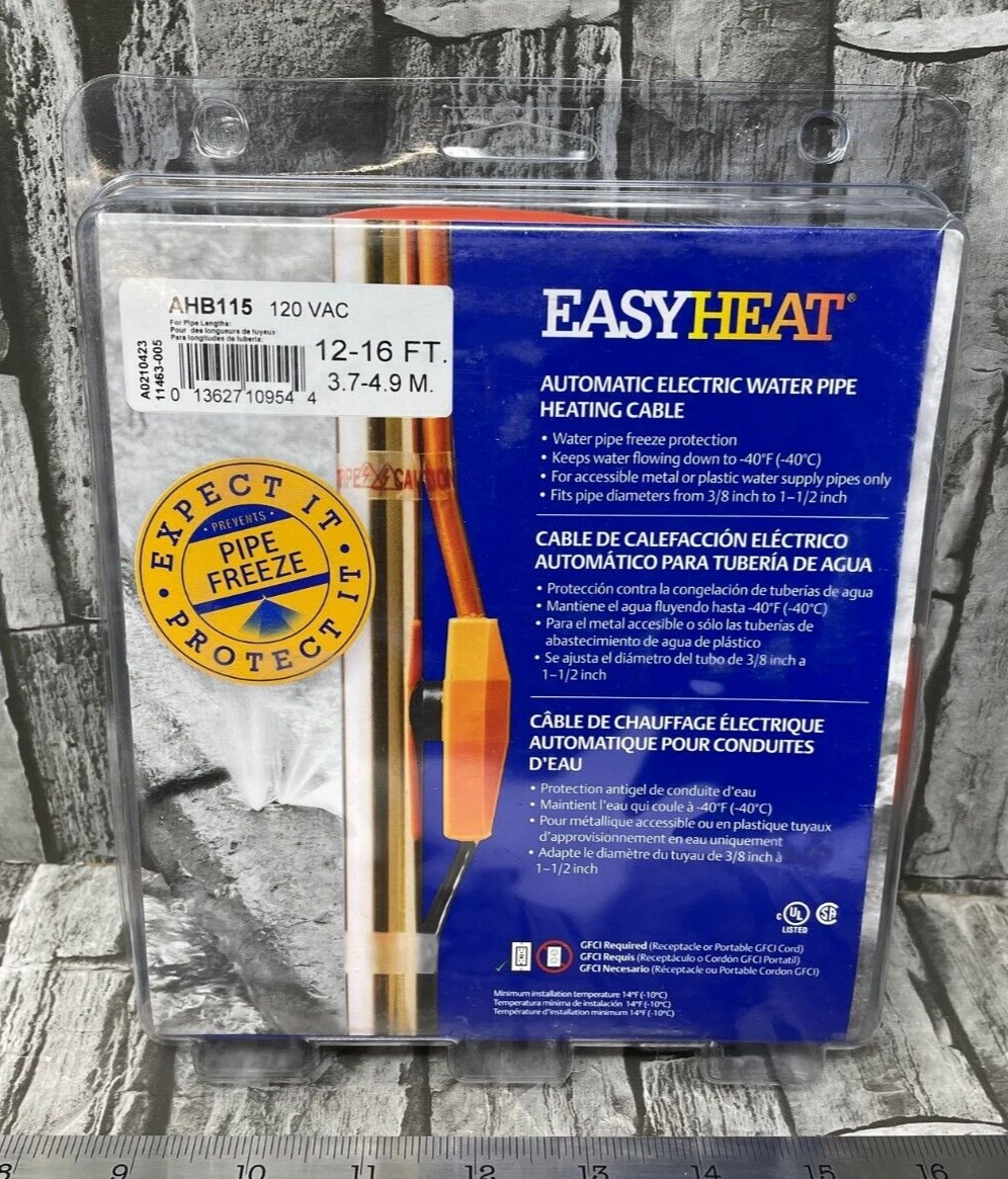 Easy Heat (AHB115) Automatic Electric Water Pipe Heating Cable 12 - 16 FT  New | eBay