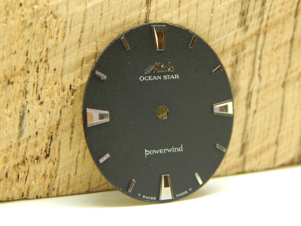 Винтажные черные часы циферблат 27,85 мм Siver Stick маркеры Mido Ocean Star Powerwind - Изображение 2 из 4
