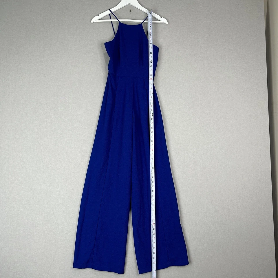 Mono negro halo para mujer 0 azul joaquín pierna ancha guijarro crepé fecha noche elegante Foto 3 de 4