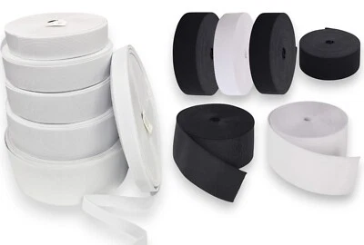 Loom Elastic Flat White or Black Woven Stretch Band Dressmaking Sewing