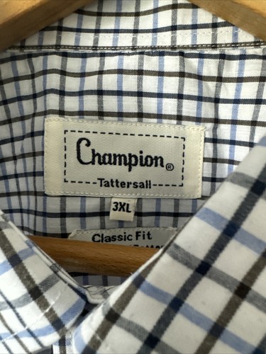 Champion Tattersall 3XL White Blue Check Shirt 65% Polyester 35% Cotton Country - Picture 6 of 6