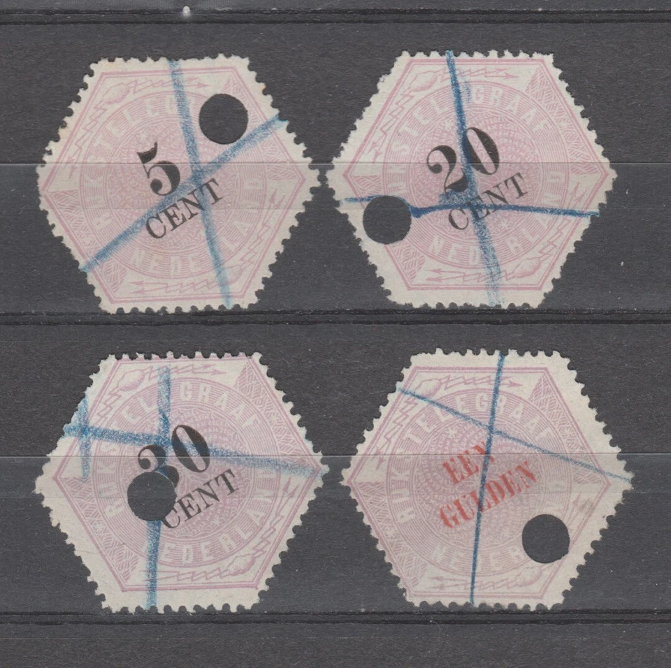 Países Bajos 1877 Telegraphe (Telegraaf) TG 3, 6, 8 y 11 usado (7 juegos) Foto 4 de 4