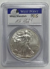 2014-W Silver Eagle PCGS MS70 Miles Standish– West Point Mint $1 - First Stike -