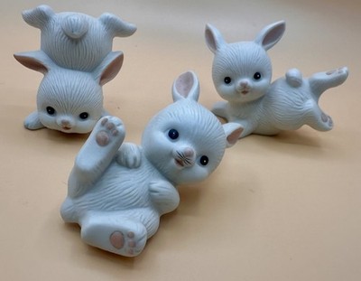 Vintage Set of 3 Homco Playful White Bunny Rabbits Porcelain ￼#1454 EASTER gift
