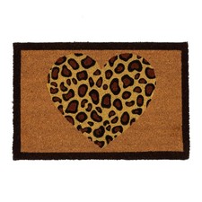 Coir Rug Doormat Non Slip Cute Leopard Heart Outdoor Mat Indoor Front Door Matt