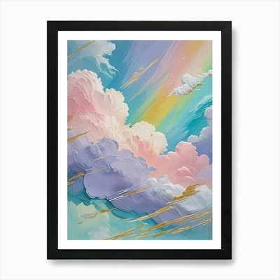 Regenbogen Wolken am Himmel Nr2 Kunst P gerahmt Wandbild Poster Leinwanddruck Bild