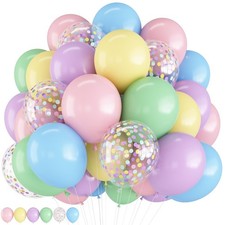 Pastel Balloons 12 Inch Macaron Pink Blue Green Purple Yellow Pastel Rainbow ...