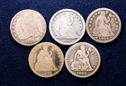Lot of 5 Silver Dimes: Draped Bust & Seated Liberty